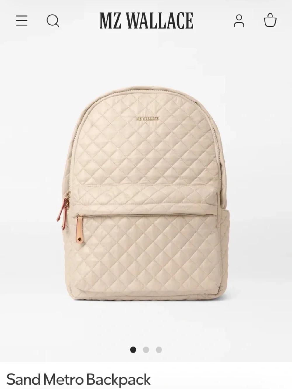MZ Wallace Sand Quilted Metro Backpack with Gold Hardware